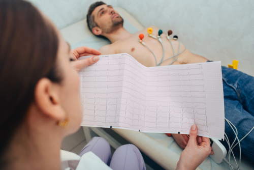 EKG test being done on patient
