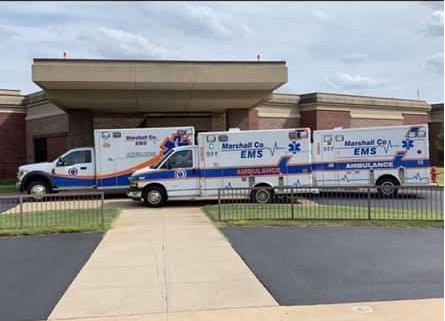 Marshall County Hospital Emergency sign and MCH Ambulance